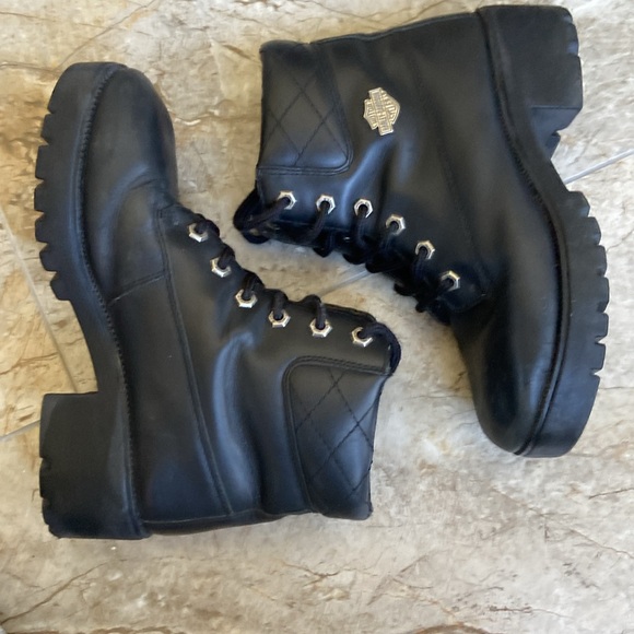 Harley Davidson black leather boots (7.5M) and black leather checkbook/wallet. - Picture 4 of 14